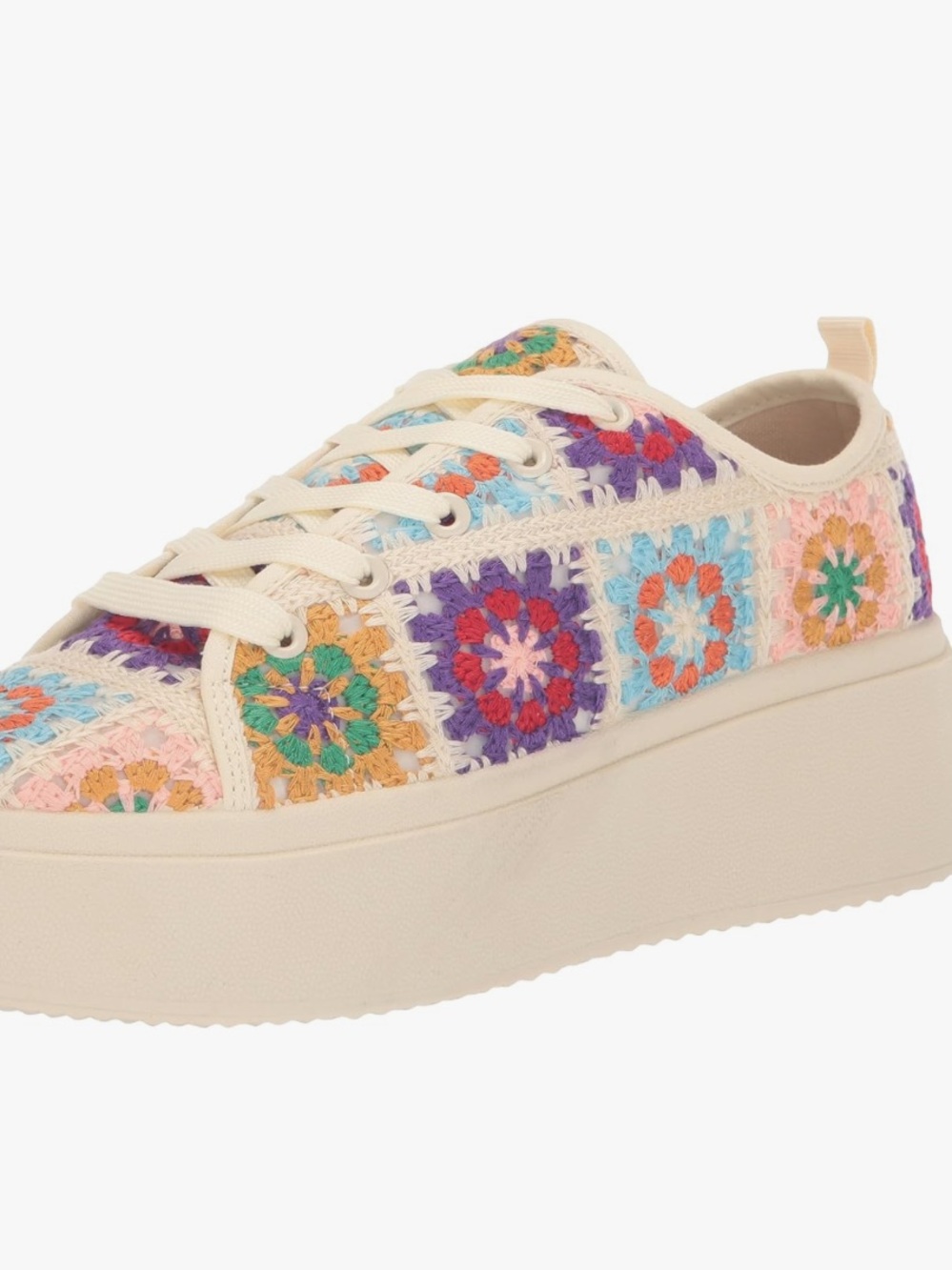 Dirty Laundry Granny square Platform Crochet Lace-Up Sneakers ,size 7